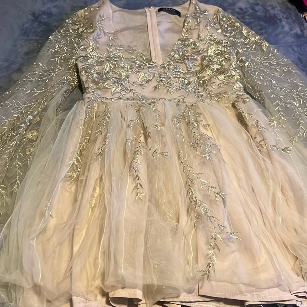 Tan sheer layered dress